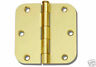 Polished Brass 3.5" X 3.5" Inch 5/8 Radius Round Corner Interior Door Hinge Gold